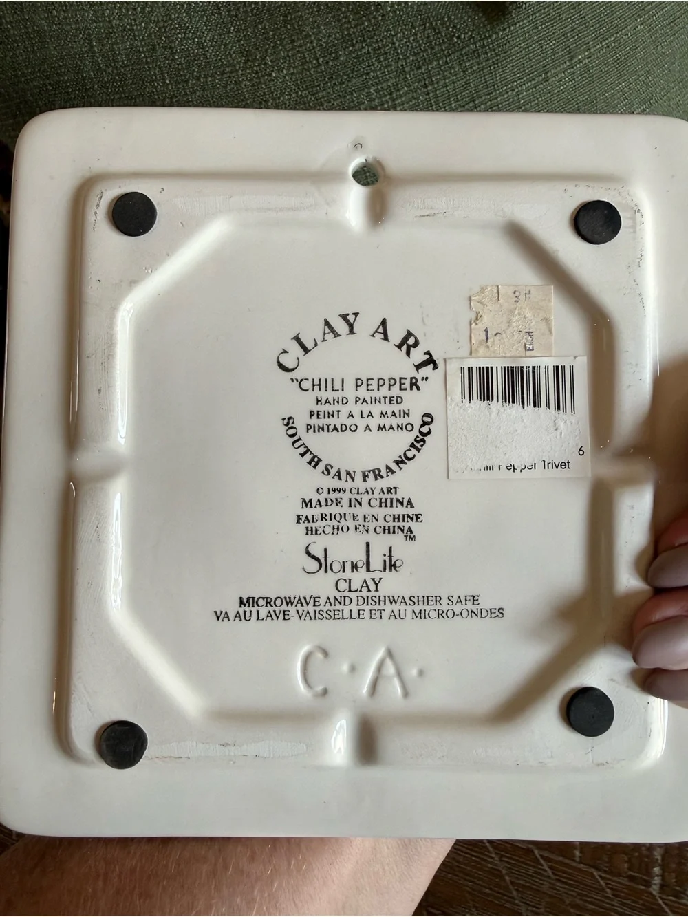 Clay Art StoneLite 1999 Chili Pepper Trivet Wall Plaque